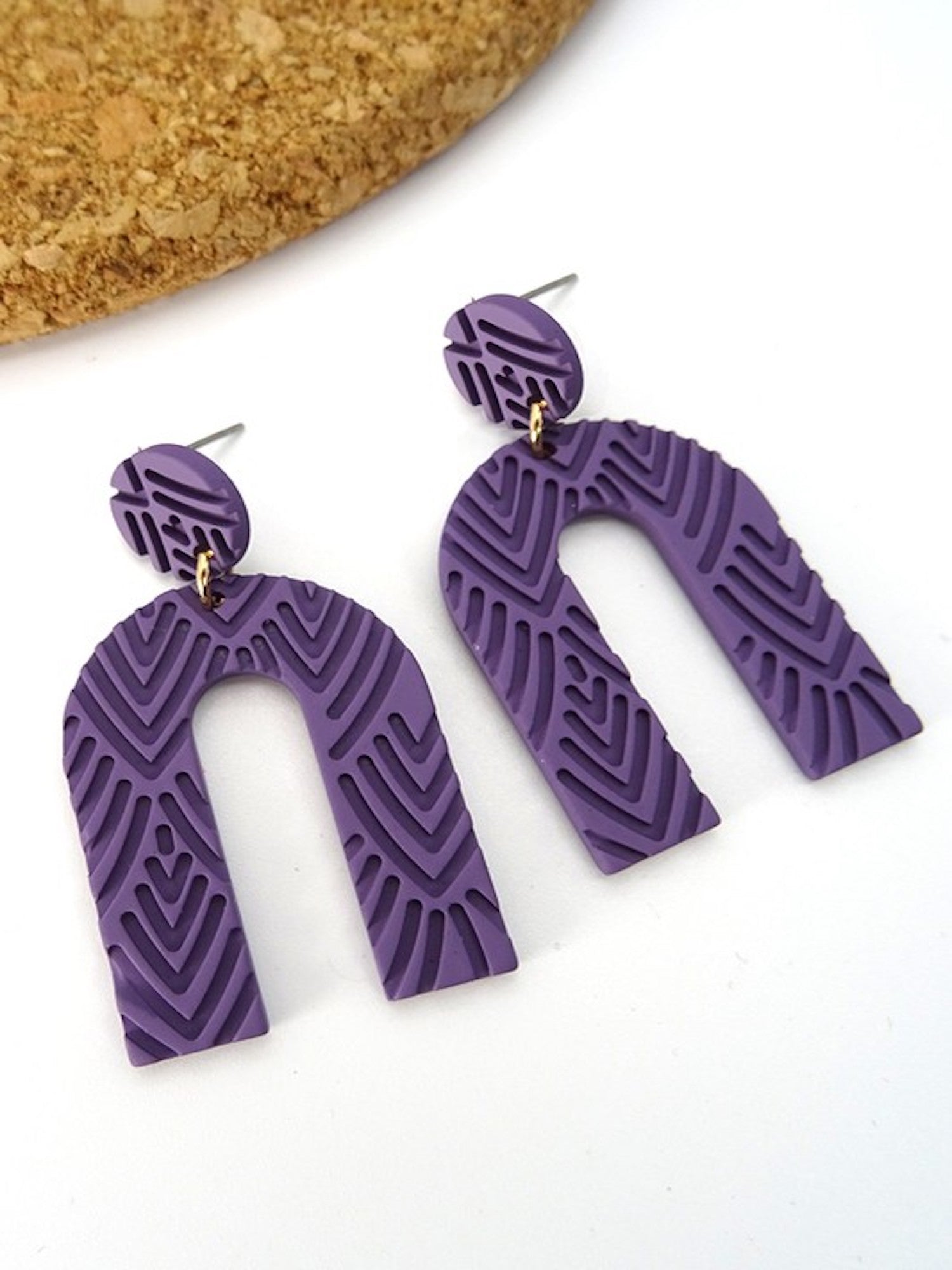 Purple deals clay earrings