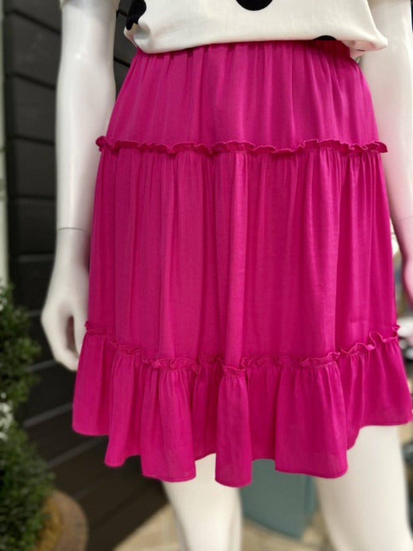 Tiered Skirt-Hot Pink