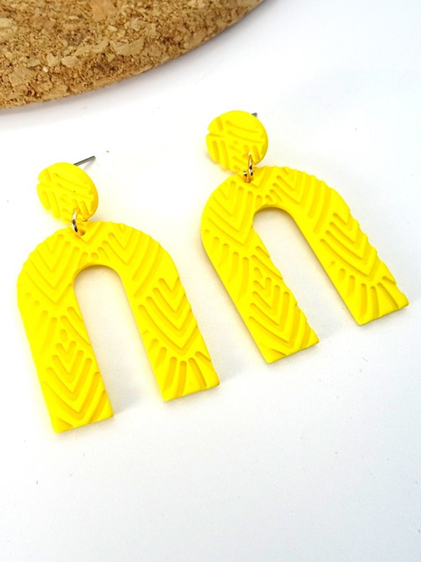 U Clay Earrings-Yellow