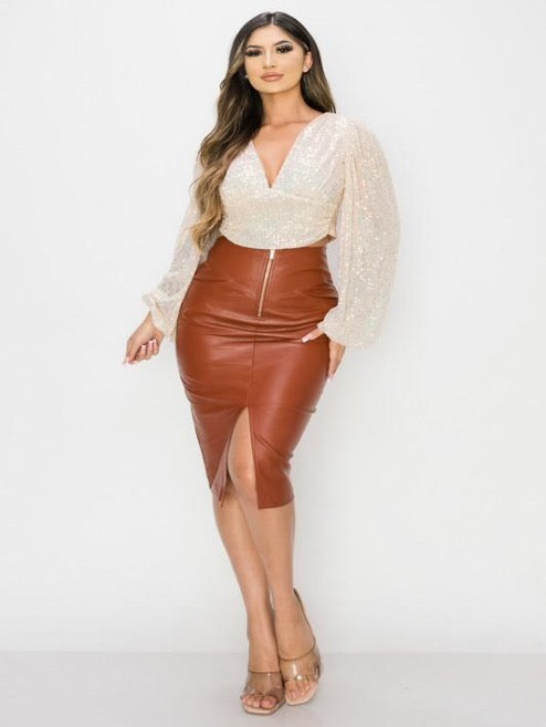 Leather Skirt-Spice