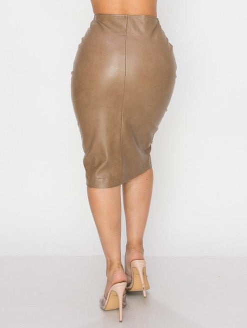Leather Skirt-Mushroom