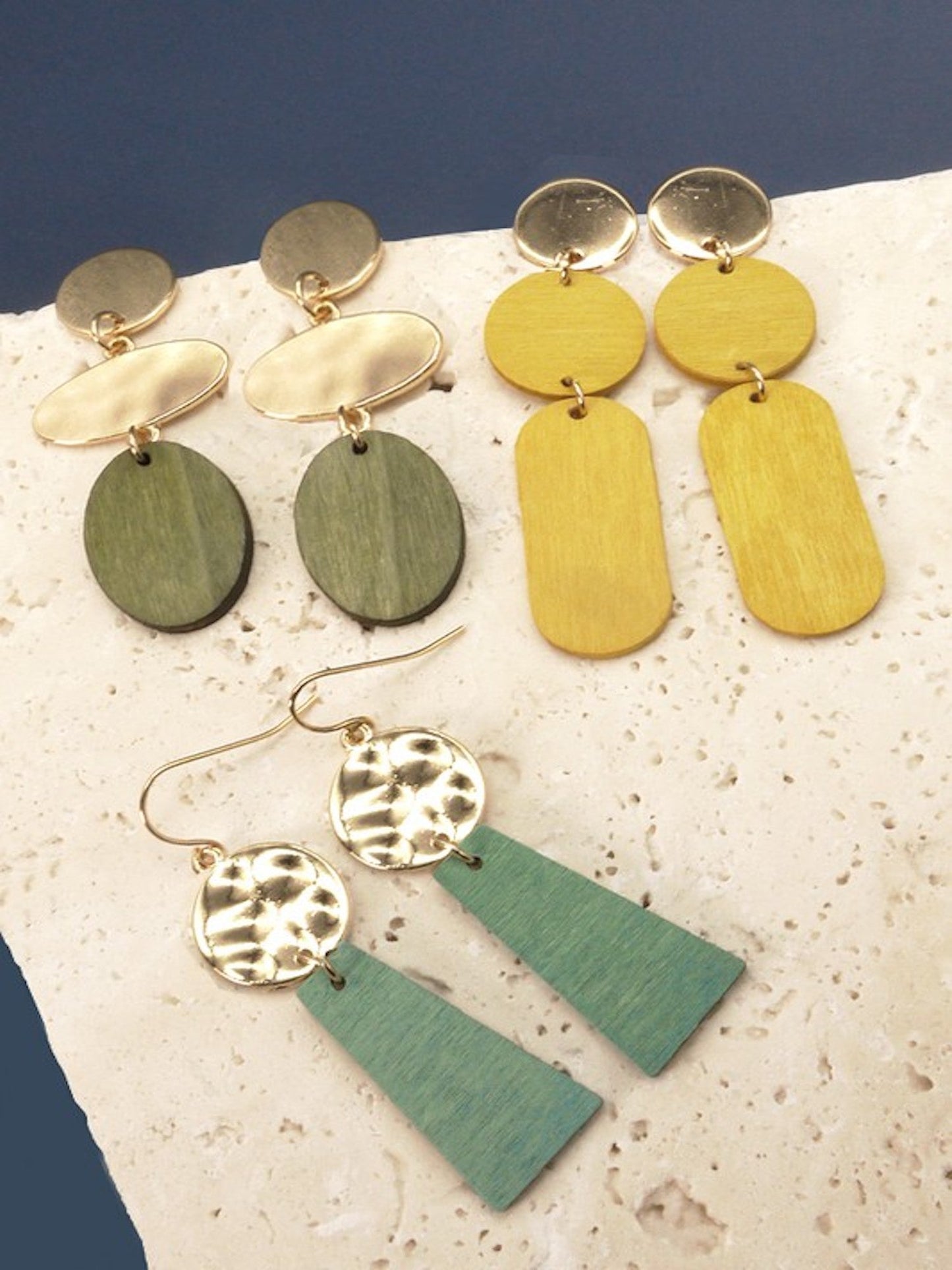 Geo Drop Earrings-Mint/Gold