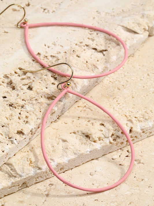 Matte Drop Earrings-Pink
