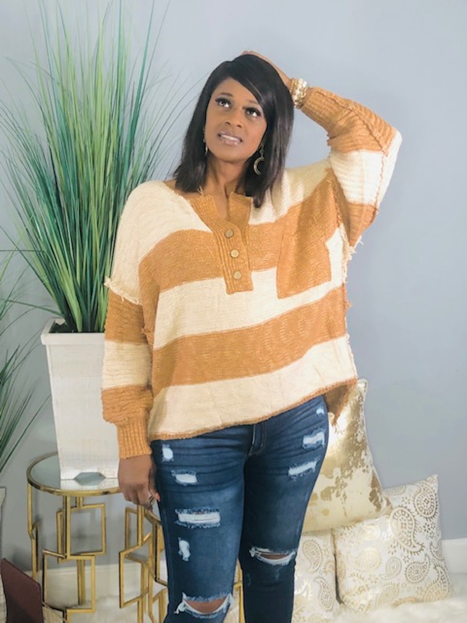 Oversized on sale henley sweater