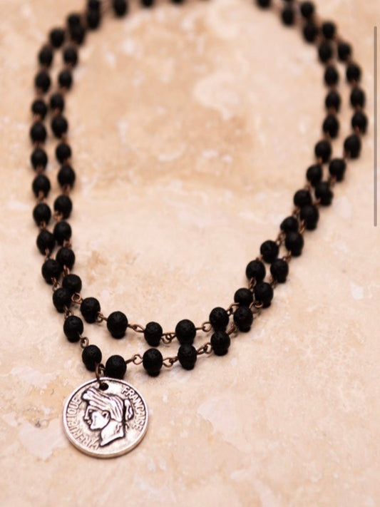Natural Stone Necklace-Black